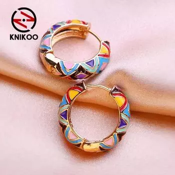 KNIKOO круглые серьги-клипсы для женщин, модные серьги с цветком, ювелирные изделия для подарков на свадьбу фиолетовый