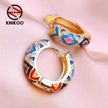 KNIKOO круглые серьги-клипсы для женщин, модные серьги с цветком, ювелирные изделия для подарков на свадьбу разноцветный