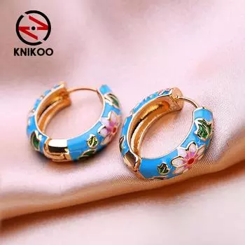 KNIKOO круглые серьги-клипсы для женщин, модные серьги с цветком, ювелирные изделия для подарков на свадьбу разноцветный