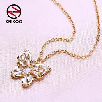 KNIKOO модное ожерелье-бабочка женская подвеска для женщин ожерелье для девочек ювелирные изделия подарок золотой