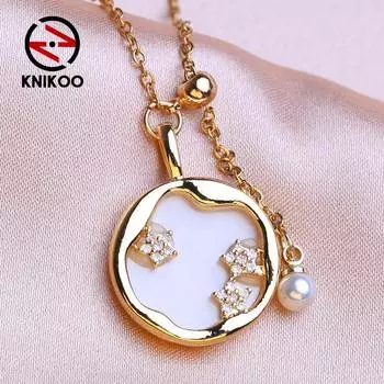 KNIKOO модное ожерелье с цветком розы, женское ожерелье с подвеской для женщин и девочек, ожерелье с кубическим цирконием, ювелирное изделие, подарок белый