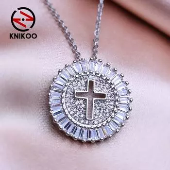 KNIKOO модное ожерелье с крестом, женская подвеска для женщин и девочек, ожерелье с кубическим цирконием, ювелирное изделие, подарок