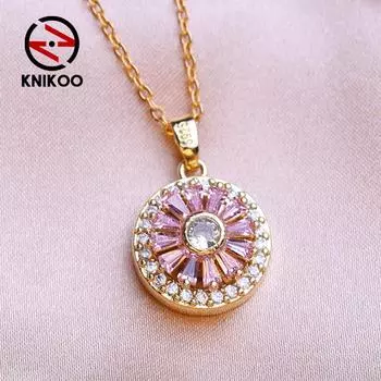 KNIKOO модное ожерелье с розовым цветком, женское ожерелье с подвеской для женщин и девочек, ювелирное изделие, подарок золотой