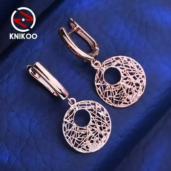 KNIKOO полые серьги-клипсы для женщин, модные длинные серьги-кольца, ювелирные изделия для свадебной вечеринки, подарки A