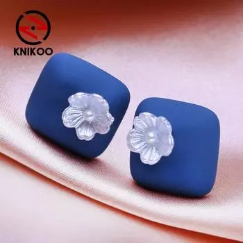 KNIKOO серьги-гвоздики для женщин, модные серьги с цветком, ювелирные изделия для свадебной вечеринки, подарки, серьги A