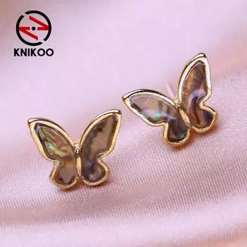 KNIKOO серьги-гвоздики с бабочками для женщин, модные серьги-кольца, ювелирные изделия для свадебной вечеринки, подарки, серьги A