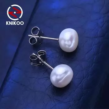 KNIKOO серьги-гвоздики с пресноводным жемчугом для женщин, модные серьги с жемчугом, ювелирные изделия для свадебной вечеринки, подарки A
