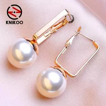 KNIKOO серьги-капли для женщин, модные жемчужные серьги, ювелирные изделия для свадьбы, невесты, вечерние серьги, подарки золотой