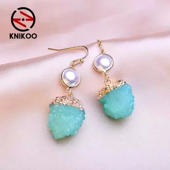 KNIKOO серьги-капли для женщин, модные серьги, ювелирные изделия для свадьбы, невесты, вечерние серьги, подарки золотой