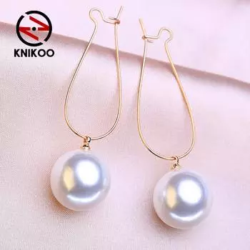 KNIKOO серьги-капли для женщин, модные жемчужные серьги, ювелирные изделия для свадьбы, невесты, вечерние серьги, подарки золотой