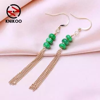 KNIKOO серьги-капли для женщин, модные зеленые длинные серьги, ювелирные изделия для подарков на свадьбу A