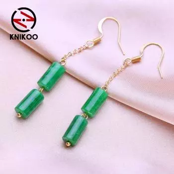 KNIKOO серьги-капли для женщин, модные зеленые длинные серьги, ювелирные изделия для подарков на свадьбу A