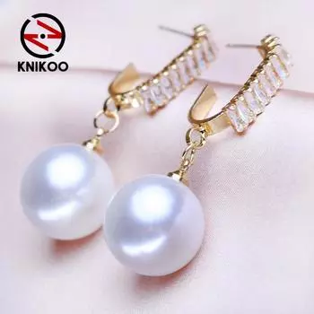 KNIKOO серьги-капли для женщин, модные жемчужные серьги, ювелирные изделия для свадьбы, невесты, вечерние серьги, подарки A золотой