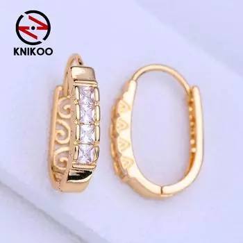 KNIKOO серьги-клипсы для женщин, модные круглые серьги-гвоздики с кубическим цирконием, ювелирные изделия для свадебной вечеринки, подарки A