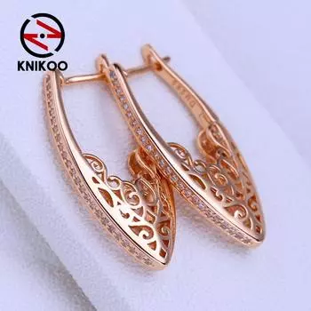 KNIKOO серьги-клипсы для женщин, модные полые серьги с кубическим цирконием, длинные серьги, ювелирные изделия для свадебной вечеринки, подарки A