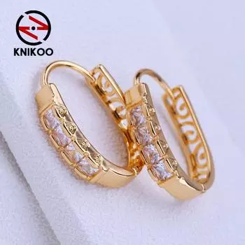 KNIKOO серьги-клипсы для женщин, модные серьги-гвоздики с полым цирконием, ювелирные изделия для свадебной вечеринки, подарки A