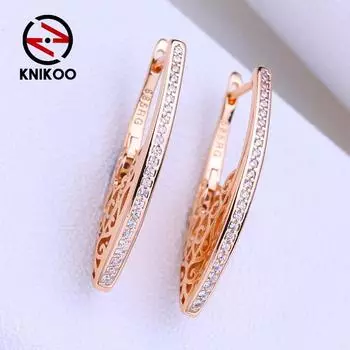 KNIKOO серьги-клипсы для женщин, модные круглые серьги-гвоздики с кубическим цирконием, ювелирные изделия для свадебной вечеринки, подарки A