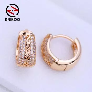 KNIKOO серьги-клипсы для женщин, модные круглые серьги-кольца с кубическим цирконием, ювелирные изделия для свадебной вечеринки, подарки A