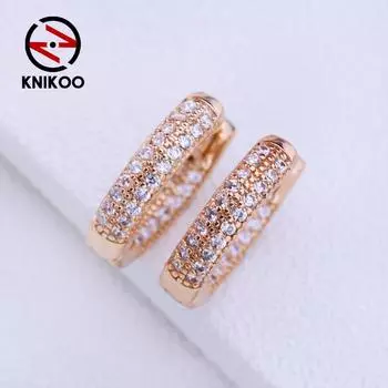 KNIKOO серьги-клипсы для женщин, модные черные серьги-кольца с кубическим цирконием, ювелирные изделия для свадебной вечеринки, подарки A