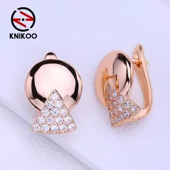 KNIKOO серьги-клипсы для женщин, модные круглые серьги-гвоздики с кубическим цирконием, ювелирные изделия для свадебной вечеринки, подарки A