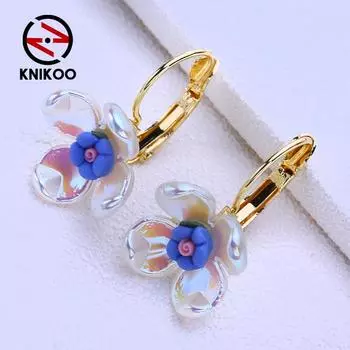 KNIKOO серьги-клипсы для женщин, модные длинные серьги с цветком, ювелирные изделия для свадебной вечеринки, подарки A