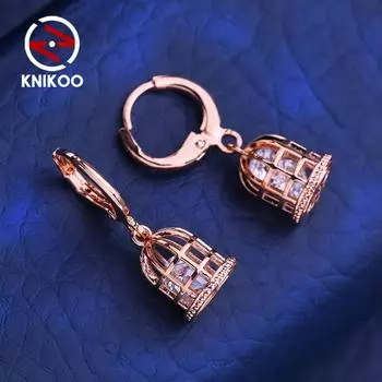 KNIKOO серьги-клипсы для женщин с кубическим цирконием, модные серьги-кольца, ювелирные изделия для свадебной вечеринки, подарки A