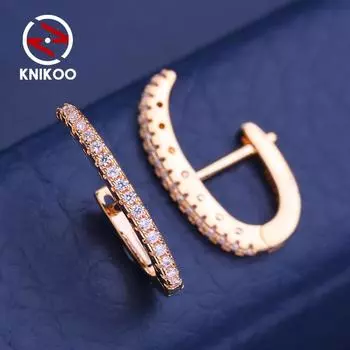 KNIKOO серьги-клипсы для женщин с кубическим цирконием, модные серьги-гвоздики с цветком, ювелирные изделия для свадебной вечеринки, подарки A