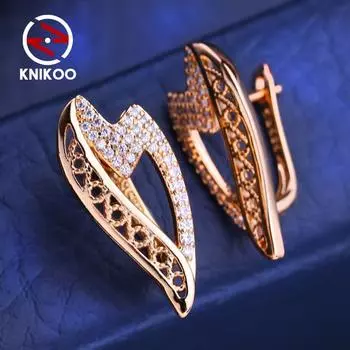 KNIKOO серьги-клипсы для женщин с кубическим цирконием, модные серьги-кольца, ювелирные изделия для свадебной вечеринки, подарки A