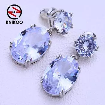 KNIKOO серьги-клипсы для женщин с кубическим цирконием, модные длинные серьги-капли, ювелирные изделия для свадебной вечеринки, подарки A