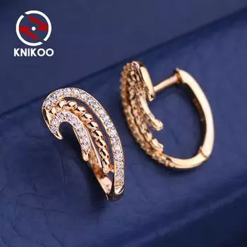 KNIKOO серьги-клипсы для женщин с кубическим цирконием, модные серьги-гвоздики с цветком, ювелирные изделия для свадебной вечеринки, подарки A