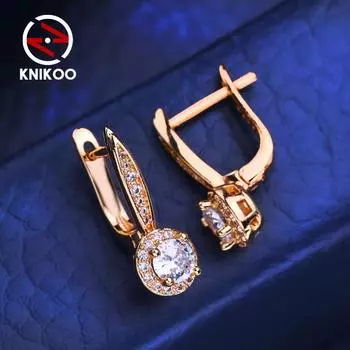 KNIKOO серьги-клипсы для женщин с кубическим цирконием, модные серьги-кольца, ювелирные изделия для свадебной вечеринки, подарки A