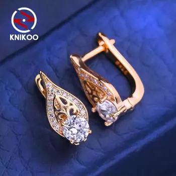 KNIKOO серьги-клипсы для женщин с кубическим цирконием, модные серьги-кольца, ювелирные изделия для свадебной вечеринки, подарки A