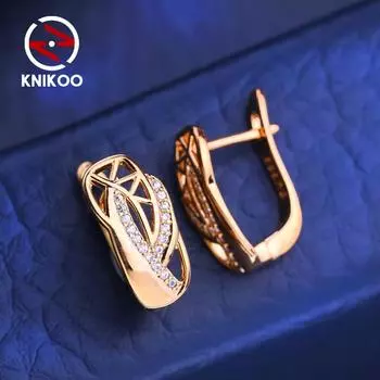 KNIKOO серьги-клипсы для женщин с кубическим цирконием, модные серьги-кольца, ювелирные изделия для свадебной вечеринки, подарки A