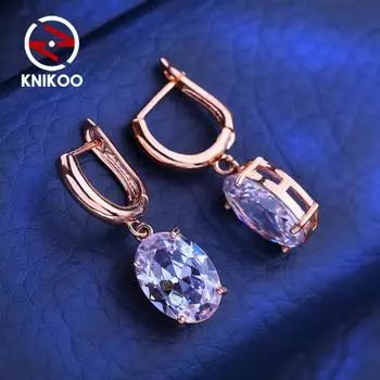 KNIKOO серьги-клипсы для женщин с кубическим цирконием, модные серьги-кольца, ювелирные изделия для свадебной вечеринки, подарки A