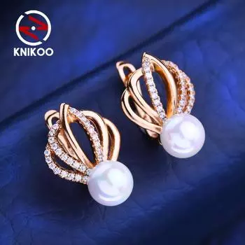 KNIKOO серьги-клипсы для женщин с кубическим цирконием, модные серьги-гвоздики, ювелирные изделия для свадебной вечеринки, подарки A