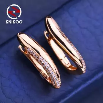 KNIKOO серьги-клипсы для женщин с кубическим цирконием, модные серьги-кольца, ювелирные изделия для свадебной вечеринки, подарки A