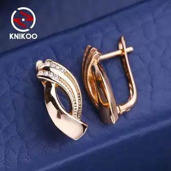 KNIKOO серьги-клипсы для женщин с кубическим цирконием, модные серьги-гвоздики в виде листьев, ювелирные изделия для свадебной вечеринки, подарки A