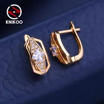 KNIKOO серьги-клипсы для женщин с кубическим цирконием, модные серьги-гвоздики с цветком, ювелирные изделия для свадебной вечеринки, подарки A