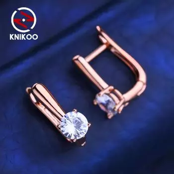 KNIKOO серьги-клипсы для женщин с кубическим цирконием, модные серьги-гвоздики, ювелирные изделия для свадебной вечеринки, подарки A