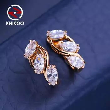 KNIKOO серьги-клипсы для женщин с кубическим цирконием, модные серьги-гвоздики, ювелирные изделия для свадебной вечеринки, подарки A