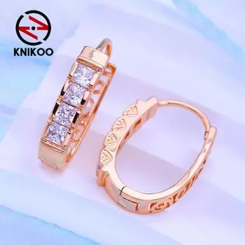 KNIKOO серьги-клипсы для женщин с кубическим цирконием, модные серьги-гвоздики, ювелирные изделия для свадебной вечеринки, подарки A