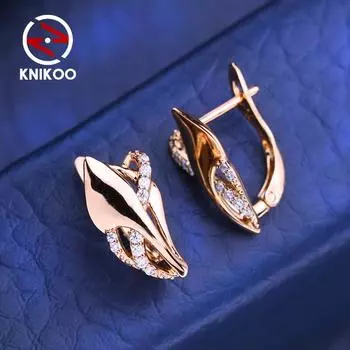 KNIKOO серьги-клипсы для женщин с кубическим цирконием, модные серьги-кольца, ювелирные изделия для свадебной вечеринки, подарки A
