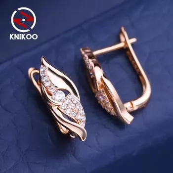 KNIKOO серьги-клипсы для женщин с кубическим цирконием, модные серьги-гвоздики с цветком, ювелирные изделия для свадебной вечеринки, подарки A