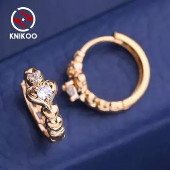 KNIKOO серьги-клипсы для женщин с кубическим цирконием, модные полые серьги-кольца, ювелирные изделия для свадебной вечеринки, подарки A