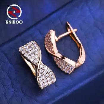 KNIKOO серьги-клипсы для женщин с кубическим цирконием, модные серьги-кольца, ювелирные изделия для свадебной вечеринки, подарки A