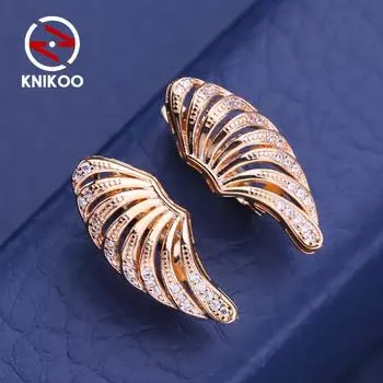 KNIKOO серьги-клипсы для женщин, синие циркониевые модные серьги-гвоздики, ювелирные изделия для свадебной вечеринки, подарки A