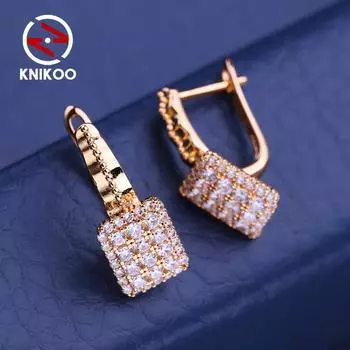 KNIKOO серьги-клипсы для женщин, синие циркониевые модные серьги-гвоздики, ювелирные изделия для свадебной вечеринки, подарки A