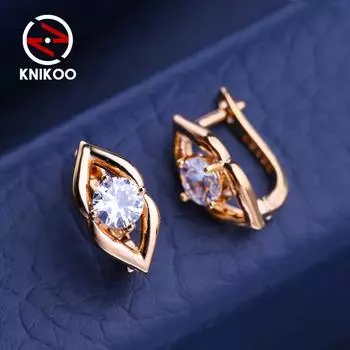 KNIKOO серьги-клипсы для женщин, синие циркониевые модные серьги-гвоздики с цветком, ювелирные изделия для свадебной вечеринки, подарки A