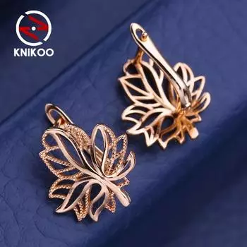 KNIKOO серьги-клипсы в виде листьев для женщин, модные серьги-гвоздики с цветком, ювелирные изделия для свадебной вечеринки, подарки A