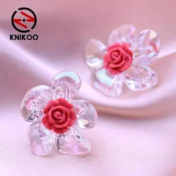 KNIKOO серьги с геометрическим цветком для женщин, модные серьги, ювелирные изделия для свадебной вечеринки, подарки, серьги-гвоздики A